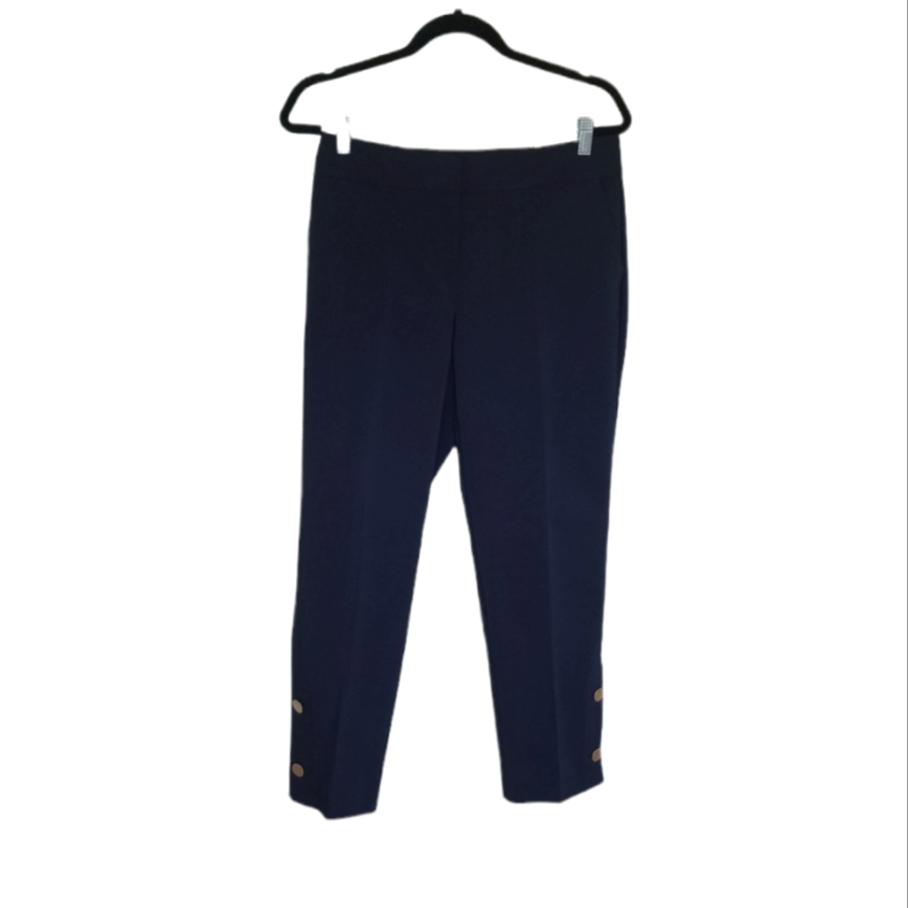 NWOT Ann Taylor Factory Navy Cropped Ankle Pants with Button Detail
